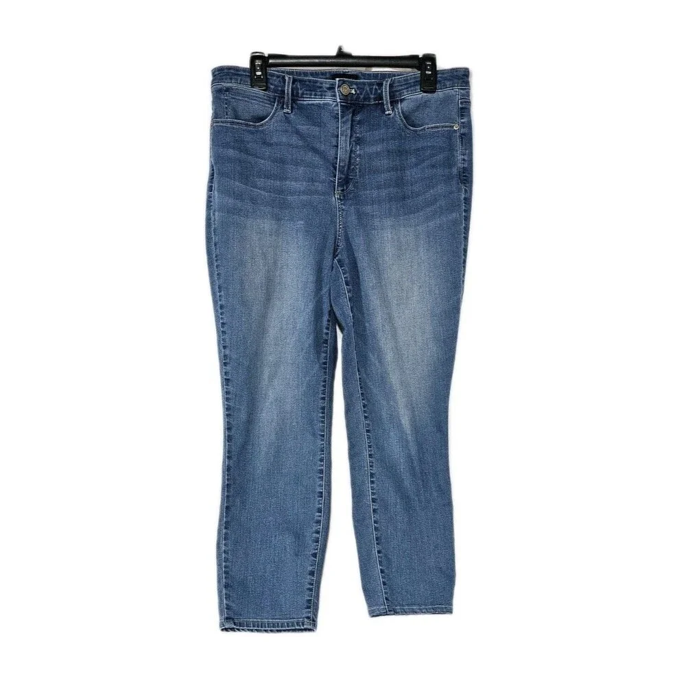 Talbots Crop Jeggings Size 12 Blue Stretch Denim High Rise Skinny Ankle EUC - Picture 2 of 7